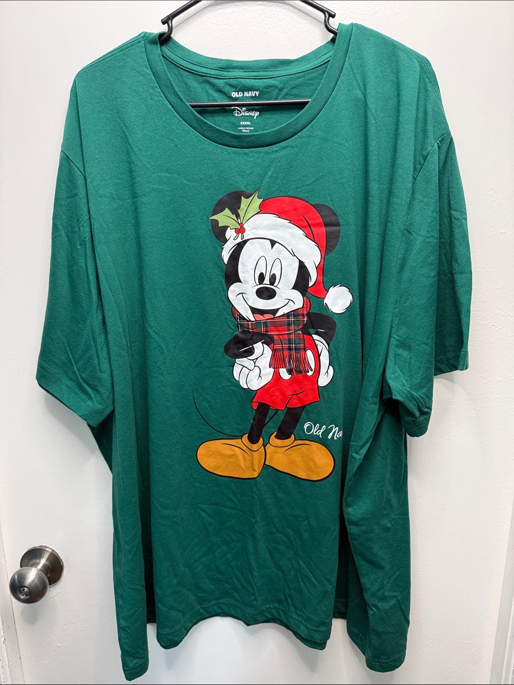Old Navy Green Mickey Mouse Holiday Graphic Tee